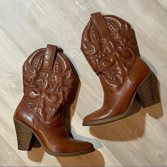 Vintage Faux Leather Cowboy Boots 